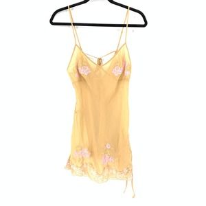 Victoria's Secret Mesh Chemise with Pink Floral Embroidery